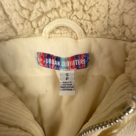Urban Outfitters S Sherpa Lined Corduroy Hoodie Cream Zip Up Winter Jacket - Picture 4 of 6